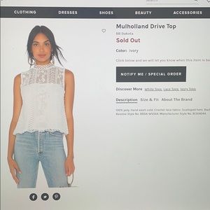 BB Dakota Mullholland Drive Top NWT